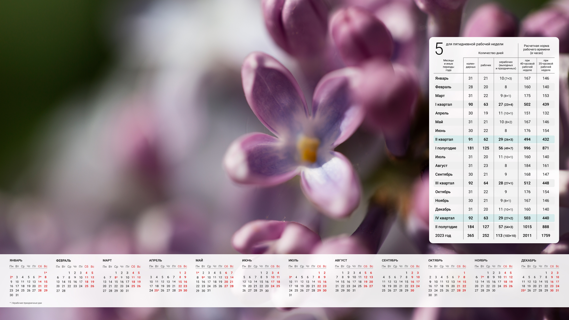 Обои на рабочий стол с календарем