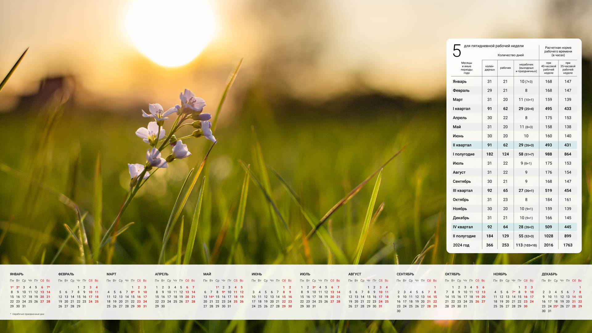 Обои с календарём на рабочий стол кадровика